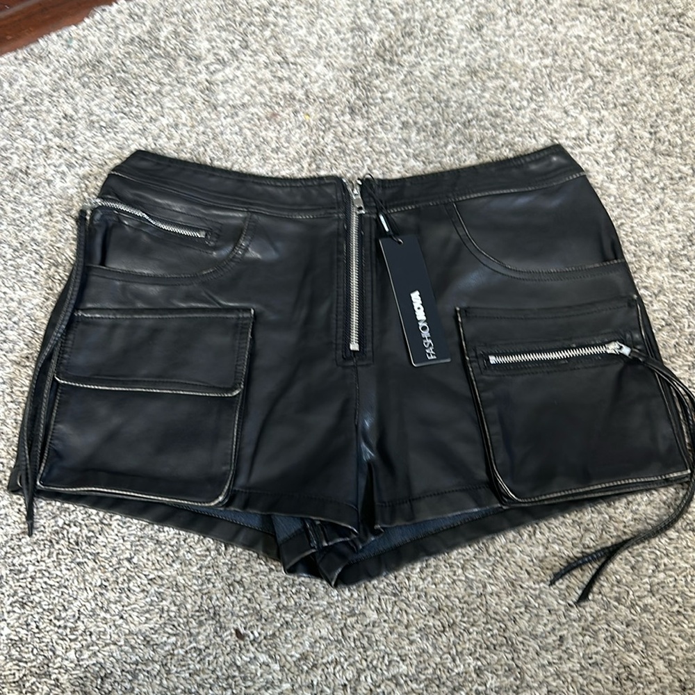 Black Leather Shorts NWT